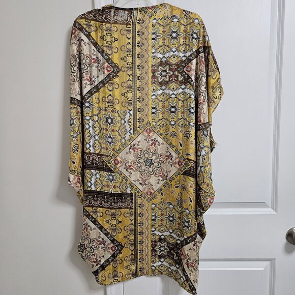 UMGEE Small/Medium Multicolor Boho Metallic Open Front Kimono Duster Topper - Picture 9 of 10